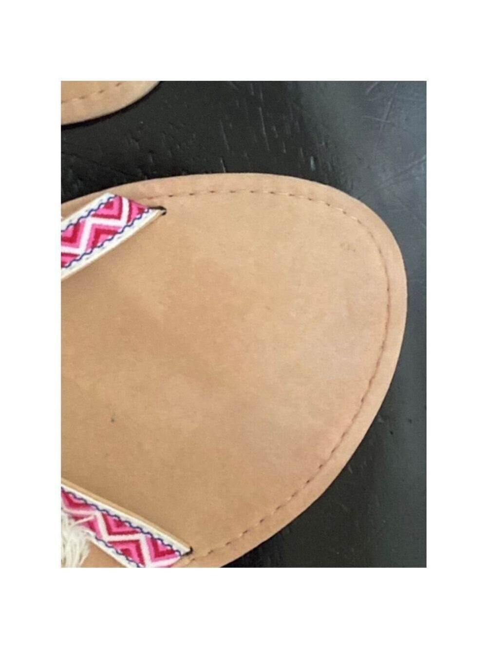 Roper Women's Sandals Tan Pink Blue Yellow Fringe Size 9 - Picture 10 of 11